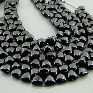 Natural Black Spinel 8.5-9.5mm Smooth Trillion AAA Grade Gemstone Beads Strand