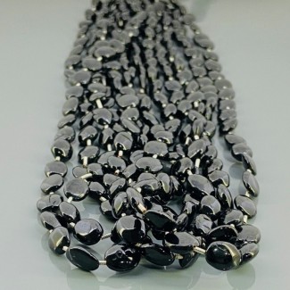 Natural Black Spinel 9-11mm Smooth Oval AA+ Grade Gemstone Beads Strand