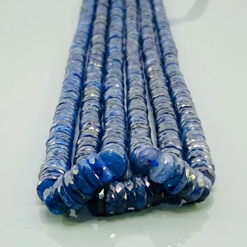 Natural Blue Sapphire 5-10.5mm Faceted Wheel A+ Grade Gemstone Beads Strand