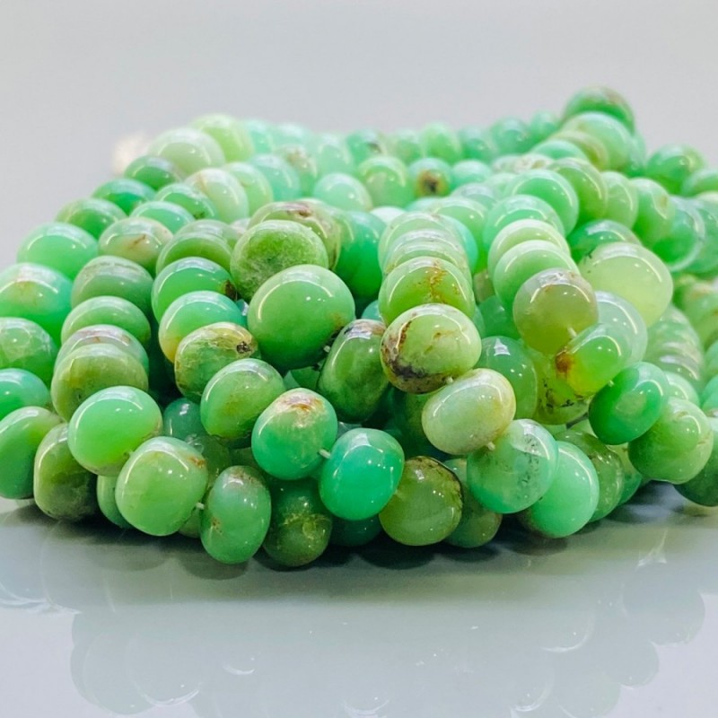 Natural Chrysoprase 8.5-10.5mm Smooth Rondelle A Grade Gemstone Beads Strand