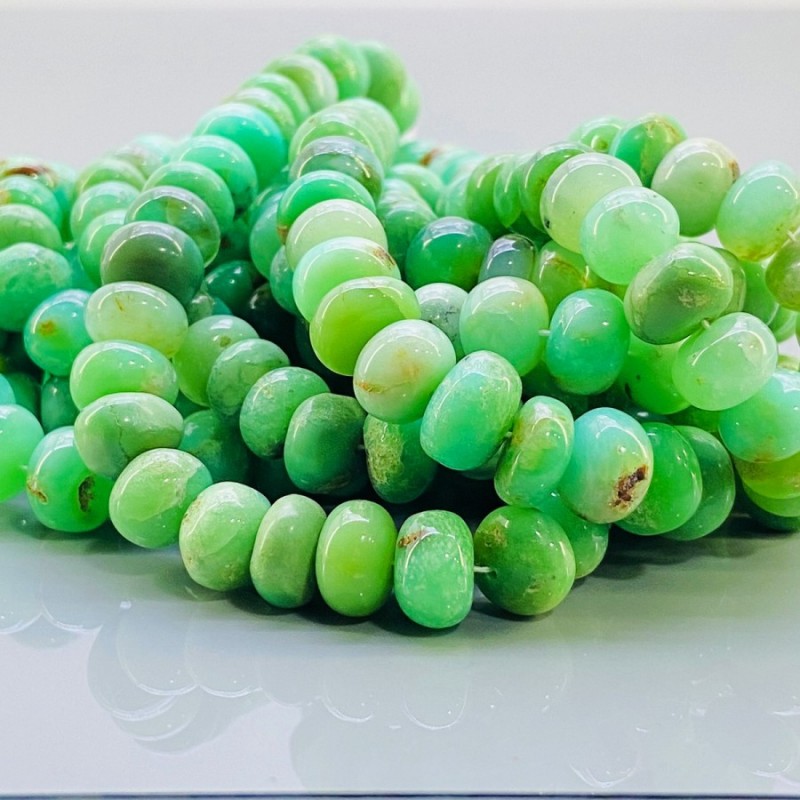 Natural Chrysoprase 9-10.5mm Smooth Rondelle A Grade Gemstone Beads Strand