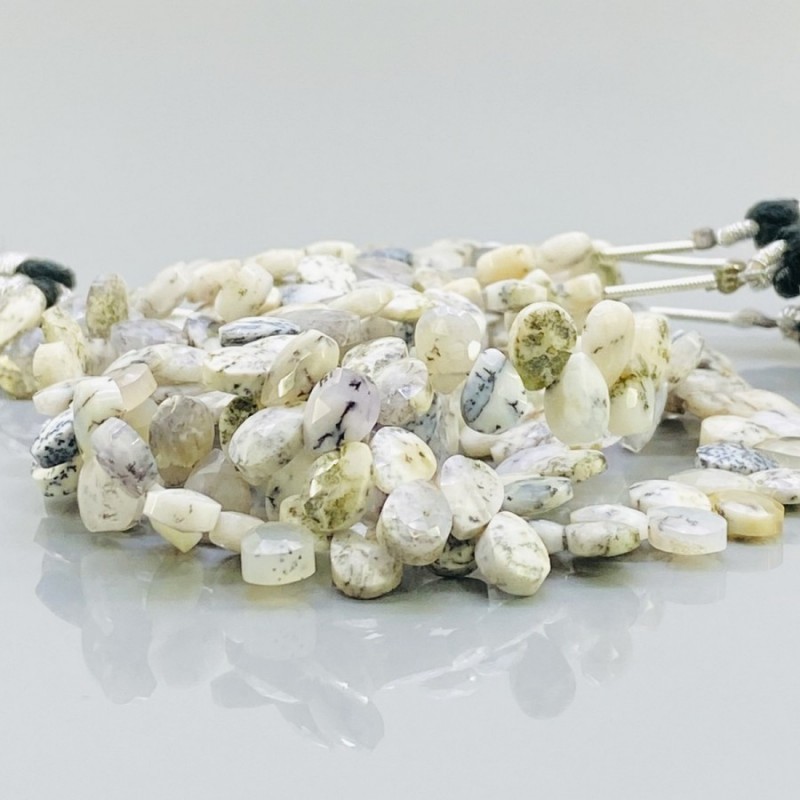 Natural Dendritic Opal 7mm Briolette Pear AA Grade Gemstone Beads Strand