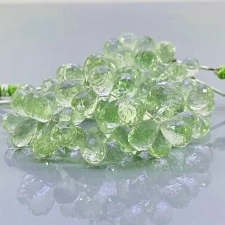 Natural Green Amethyst 10-15mm Briolette Drop AA Grade Gemstone Beads Strand