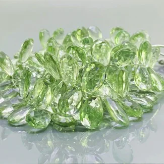 Natural Green Amethyst 13-15mm Briolette Pear AA Grade Gemstone Beads Strand
