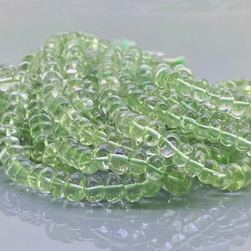 Natural Green Amethyst 6-10mm Smooth Rondelle AA+ Grade Gemstone Beads Strand