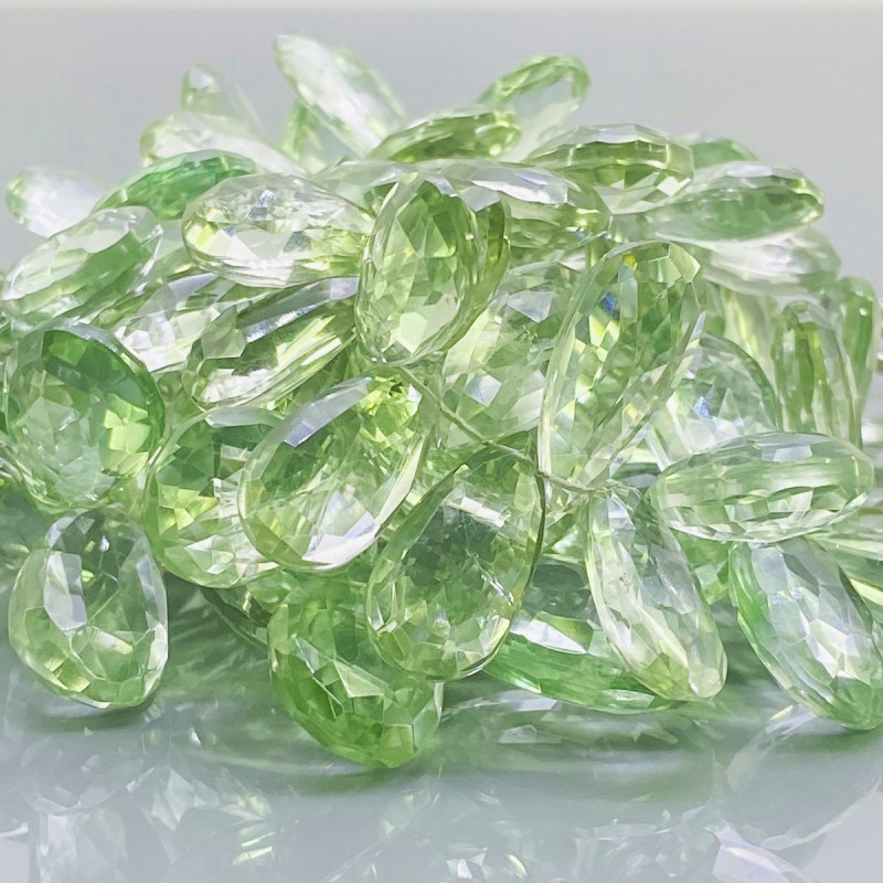 Natural Green Amethyst 17-24mm Briolette Pear AA+ Grade Gemstone Beads Strand