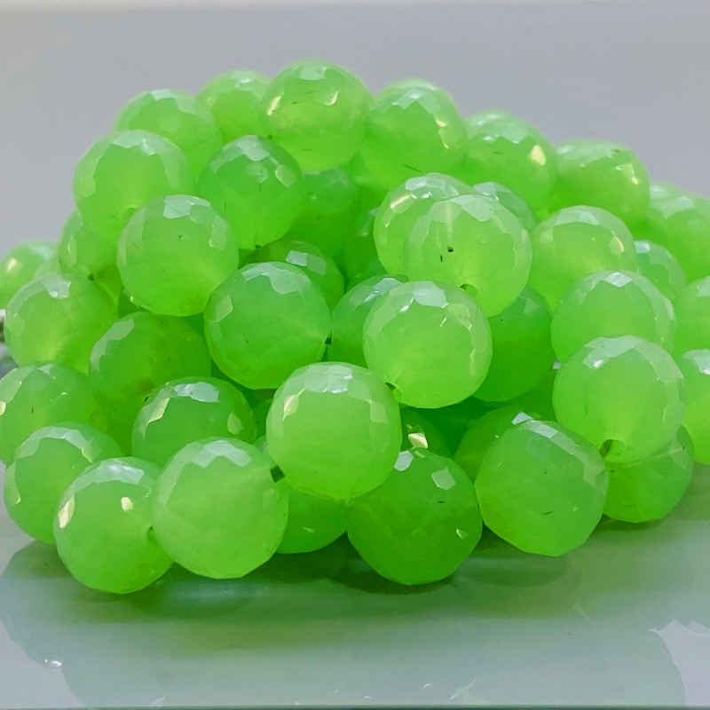 Natural Green Chalcedony 11mm Faceted Round AAA Grade Gemstone Beads Strand