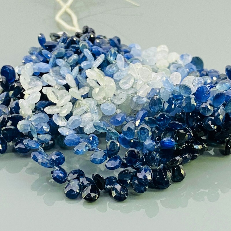 Natural Blue Sapphire 6-7mm Briolette Pear AA Grade Gemstone Beads Strand
