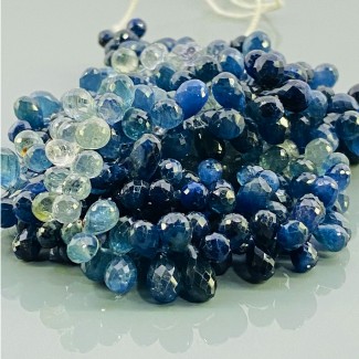 Natural Blue Sapphire 6-9mm Briolette Drop AA Grade Gemstone Beads Strand