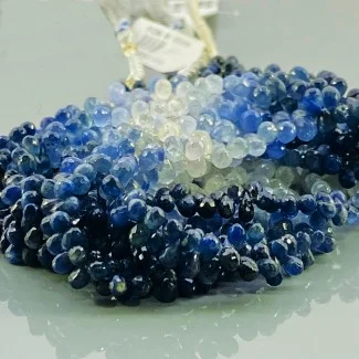 Natural Blue Sapphire 3-5mm Faceted Drop AA Grade Gemstone Beads Strand