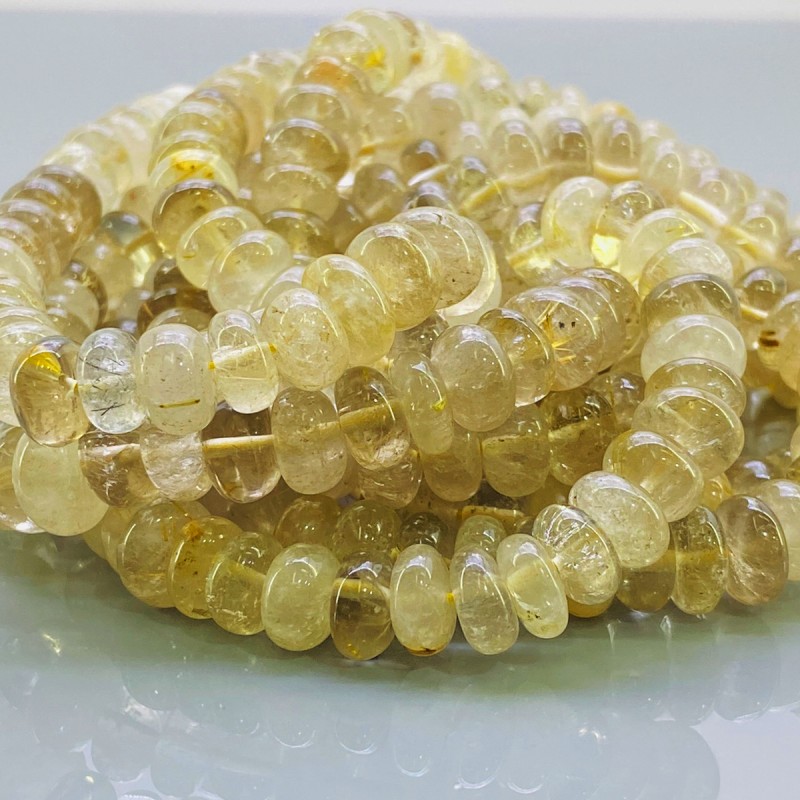 Natural Golden Rutile 9-10mm Smooth Rondelle A Grade Gemstone Beads Strand