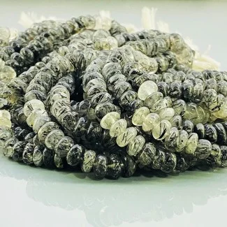Natural Black Rutile 7-7.5mm Smooth Rondelle A Grade Gemstone Beads Strand