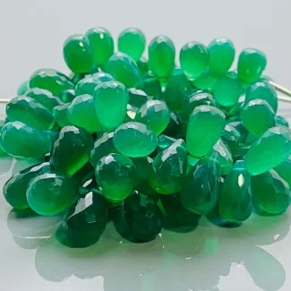 Natural Green Onyx 12-14mm Briolette Drop AAA Grade Gemstone Beads Strand