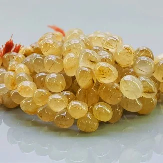 Natural Golden Rutile 6-10mm Smooth Onion A+ Grade Gemstone Beads Strand