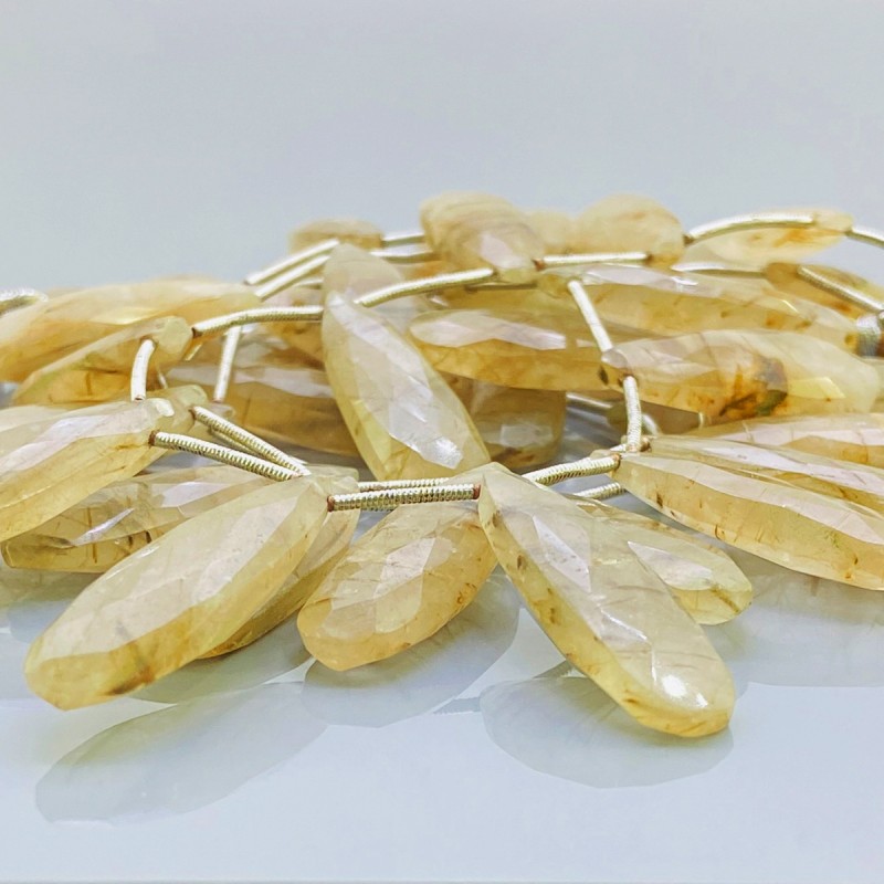 Natural Golden Rutile 20-33mm Faceted Pear AA+ Grade Gemstone Beads Strand