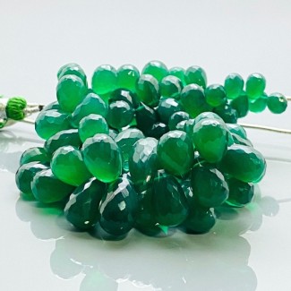 Natural Green Onyx 10-12mm Briolette Drop AAA Grade Gemstone Beads Strand