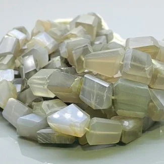 Natural Grey Moonstone 10-15mm Step Cut Nugget AAA Grade Gemstone Beads Strand