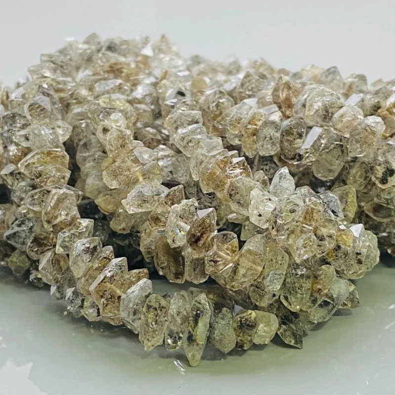 Natural Herkimer Diamond 7-11mm Faceted Nugget A Grade Gemstone Beads Strand