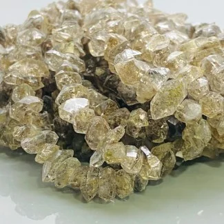 Natural Herkimer Diamond 8-18mm Faceted Nugget A Grade Gemstone Beads Strand