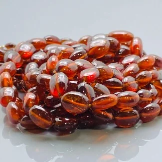 Natural Hessonite Garnet 7-11mm Smooth Oval AAA Grade Gemstone Beads Strand