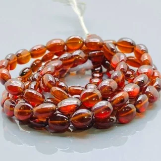 Natural Hessonite Garnet 4-9mm Smooth Oval AAA Grade Gemstone Beads Strand