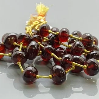 Natural Hessonite Garnet 9-12mm Smooth Rondelle AA+ Grade Gemstone Beads Strand