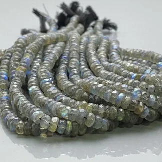 Natural Labradorite 5-5.5mm Faceted Rondelle AA Grade Gemstone Beads Strand