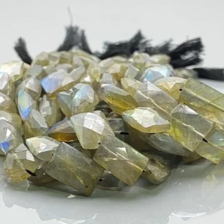 Natural Labradorite 10-17mm Faceted Chicklet AA Grade Gemstone Beads Strand