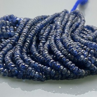 Natural Kyanite 3-6mm Faceted Rondelle AA Grade Gemstone Beads Strand