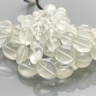 Natural Ice Quartz 12-18mm Smooth Oval AAA Grade Gemstone Beads Strand