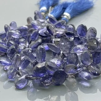 Natural Iolite 7-12mm Briolette Pear AA Grade Gemstone Beads Strand