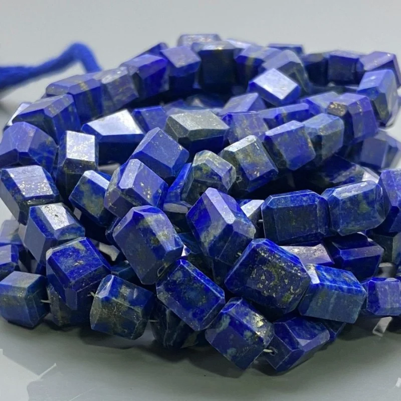 Natural Lapis Lazuli 8-13mm Step Cut Nugget AAA Grade Gemstone Beads Strand