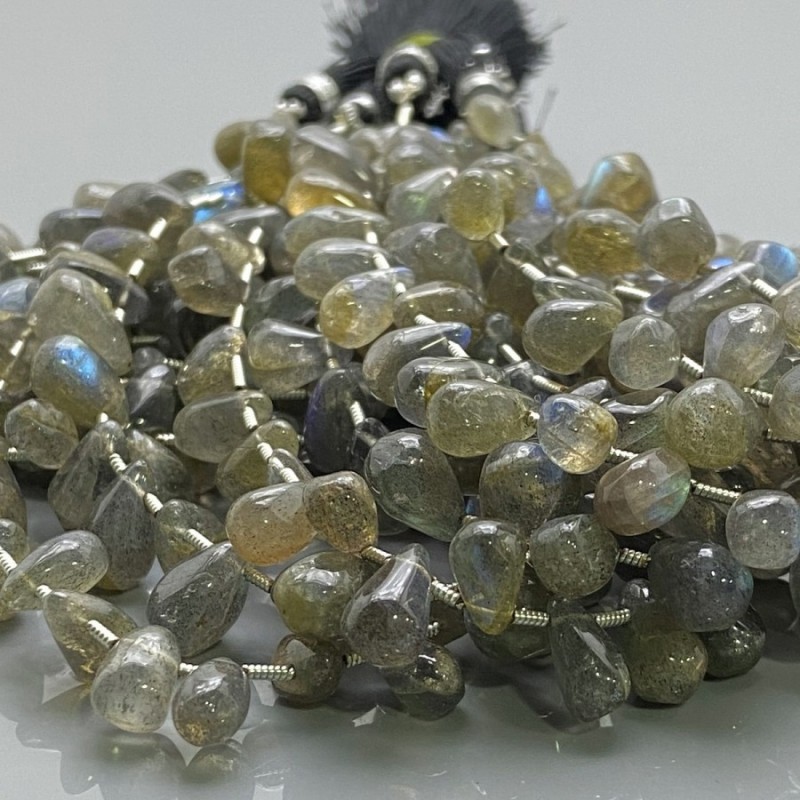 Natural Labradorite 9-12mm Smooth Drop B Grade Gemstone Beads Strand
