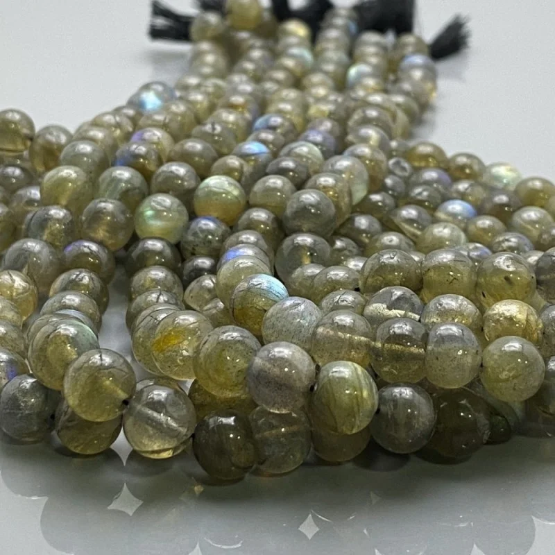 Natural Labradorite 8-9mm Smooth Round A+ Grade Gemstone Beads Strand