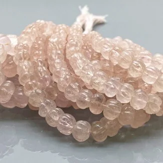 Natural Morganite 6-12mm Carved Melon AA Grade Gemstone Beads Strand