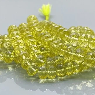 Natural Lemon Quartz 8.5-10mm Faceted Rondelle AAA+ Grade Gemstone Beads Strand