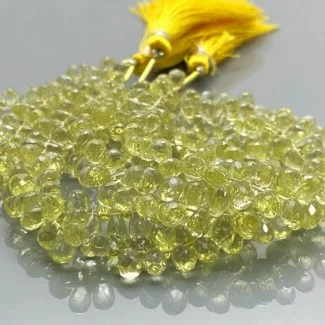 Natural Lemon Quartz 6-6.5mm Briolette Drop AAA Grade Gemstone Beads Strand