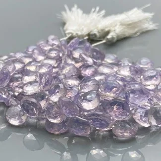 Natural Lavender Quartz 8-10mm Briolette Heart AAA Grade Gemstone Beads Strand