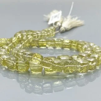 Natural Lemon Quartz 5-9.5mm Faceted Cube AA Grade Gemstone Beads Strand