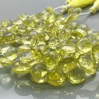 Natural Lemon Quartz 8-10mm Briolette Heart AA Grade Gemstone Beads Strand