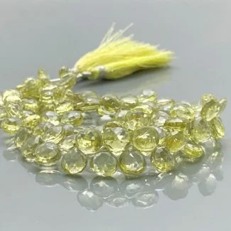 Natural Lemon Quartz 7-8mm Briolette Heart AA Grade Gemstone Beads Strand