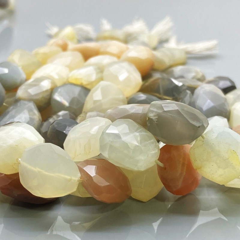 Natural Multi Moonstone 15-20mm Faceted Nugget A Grade Gemstone Beads Strand