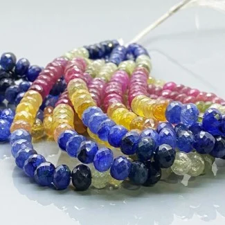 Natural Multi Sapphire 6.5-7mm Faceted Rondelle A+ Grade Gemstone Beads Strand