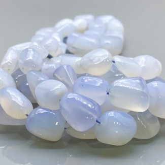 Natural Blue Chalcedony 15-25mm Smooth Nugget AA Grade Gemstone Beads Strand
