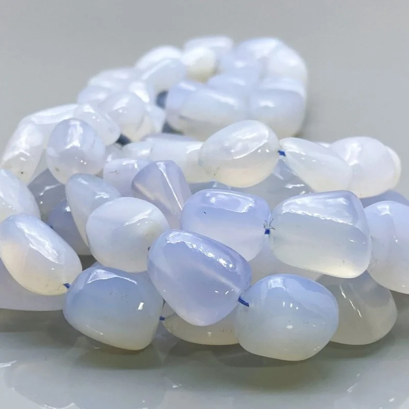 Natural Blue Chalcedony 15-25mm Smooth Nugget AA Grade Gemstone Beads Strand