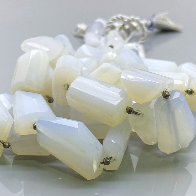 Natural Blue Chalcedony 13-21mm Step Cut Nugget AA Grade Gemstone Beads Strand