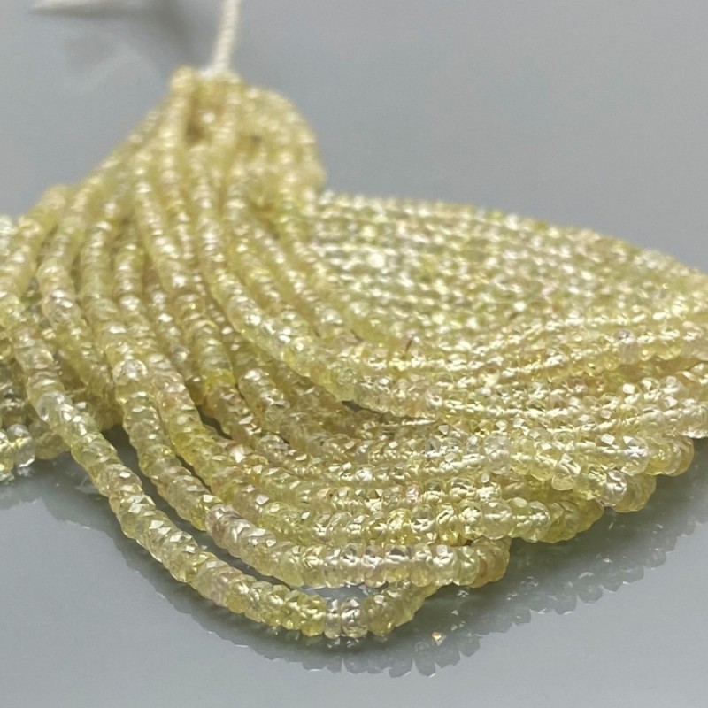 Natural Green Sapphire 2.5-4.5mm Faceted Rondelle AA Grade Gemstone Beads Strand