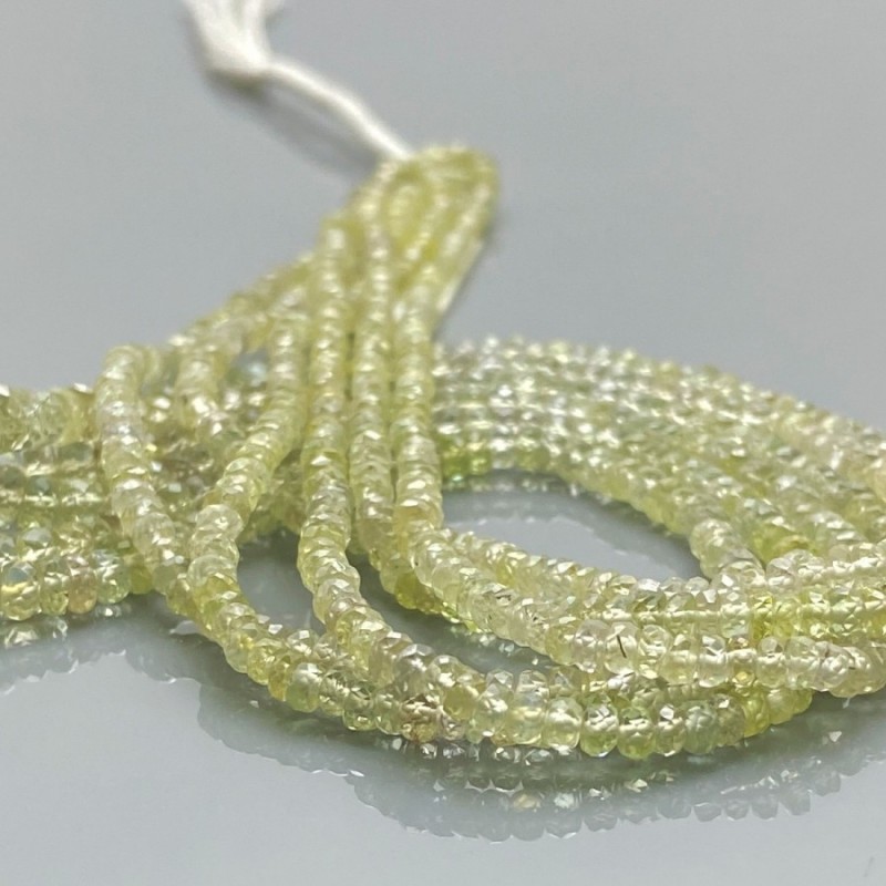 Natural Green Sapphire 2-5mm Faceted Rondelle AA Grade Gemstone Beads Strand