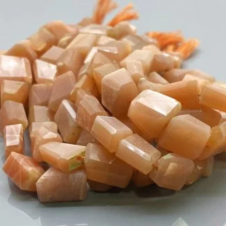 Natural Peach Moonstone 9-13mm Faceted Nugget AA+ Grade Gemstone Beads Strand