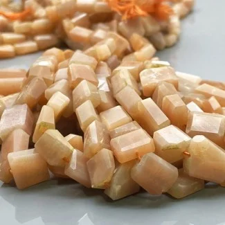 Natural Peach Moonstone 9-14mm Faceted Nugget AA+ Grade Gemstone Beads Strand